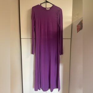 COS Long Sleeved Gathered Jersey Midi Dress Purple Womens Large